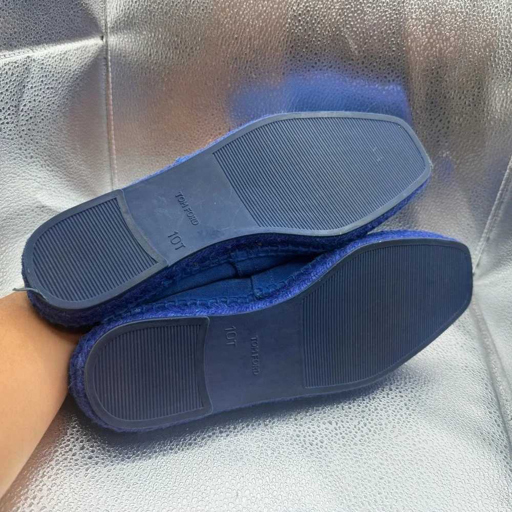 Size 10T Tom Ford Suede Barnes Espadrilles Navy Blue Mens Slip On Casual Shoes